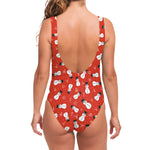 Christmas Snowman Pattern Print One Piece Swimsuit