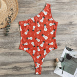 Christmas Snowman Pattern Print One Shoulder Bodysuit