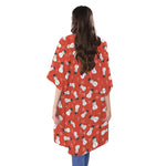 Christmas Snowman Pattern Print Open Front Beach Cover Up