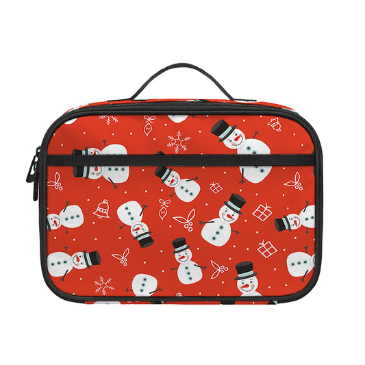 Christmas Snowman Pattern Print Portable Lunch Bag