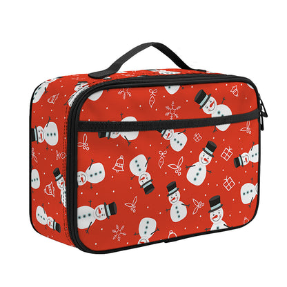 Christmas Snowman Pattern Print Portable Lunch Bag
