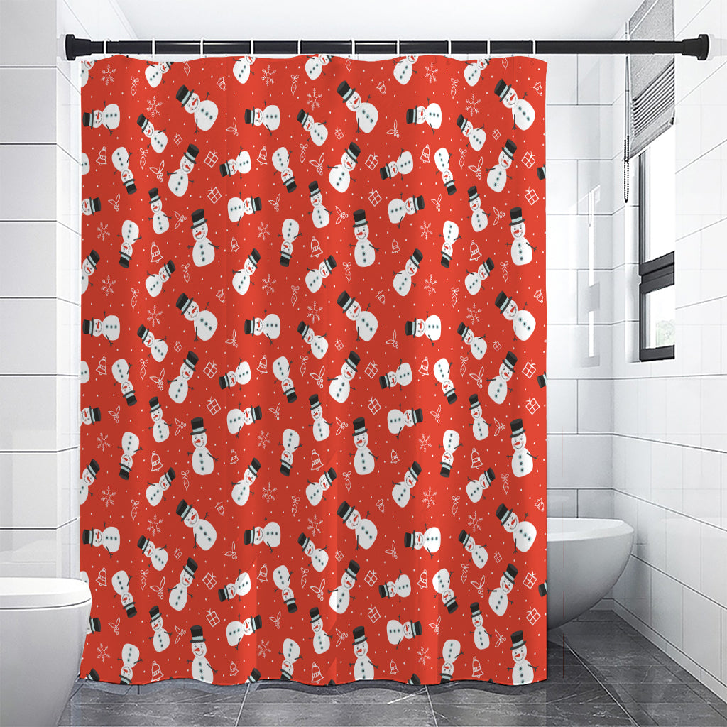 Christmas Snowman Pattern Print Premium Shower Curtain