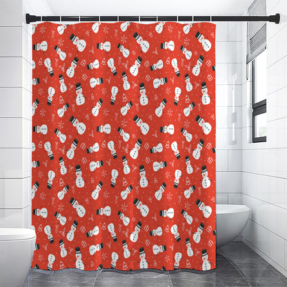 Christmas Snowman Pattern Print Premium Shower Curtain