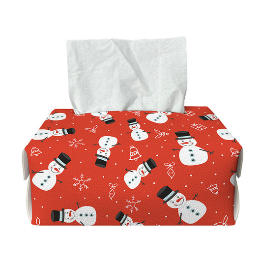 Christmas Snowman Pattern Print Rectangle Tissue Box Cover
