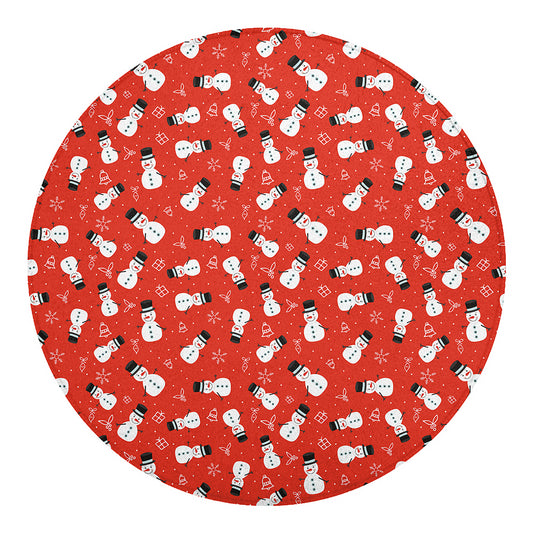 Christmas Snowman Pattern Print Round Blanket
