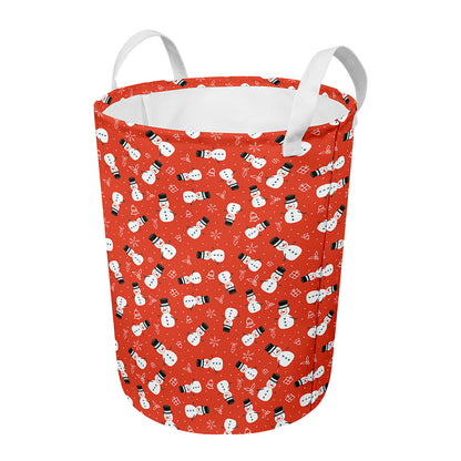 Christmas Snowman Pattern Print Round Laundry Basket