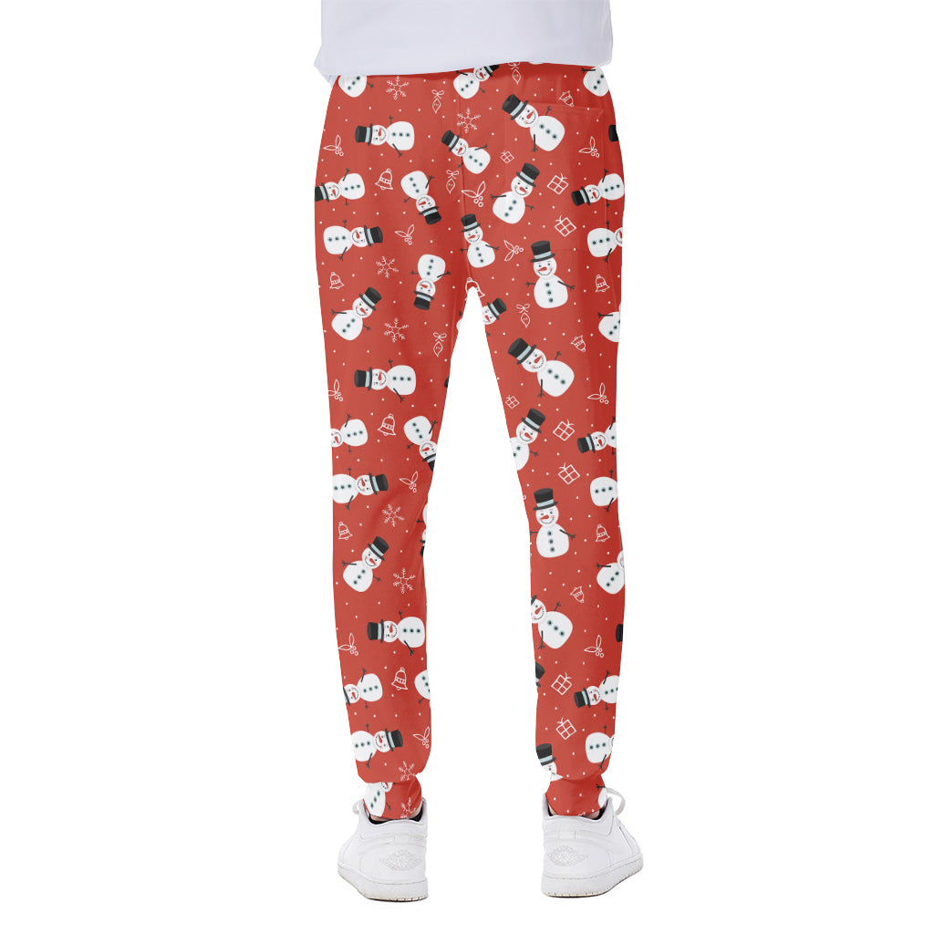 Christmas Snowman Pattern Print Scuba Joggers
