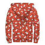 Christmas Snowman Pattern Print Sherpa Lined Zip Up Hoodie