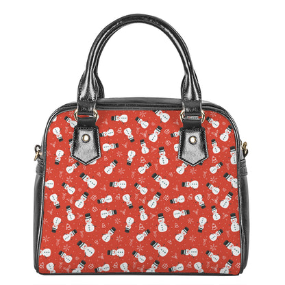 Christmas Snowman Pattern Print Shoulder Handbag