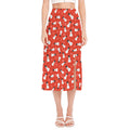 Christmas Snowman Pattern Print Side Slit Midi Skirt