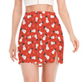 Christmas Snowman Pattern Print Side Slit Mini Skirt