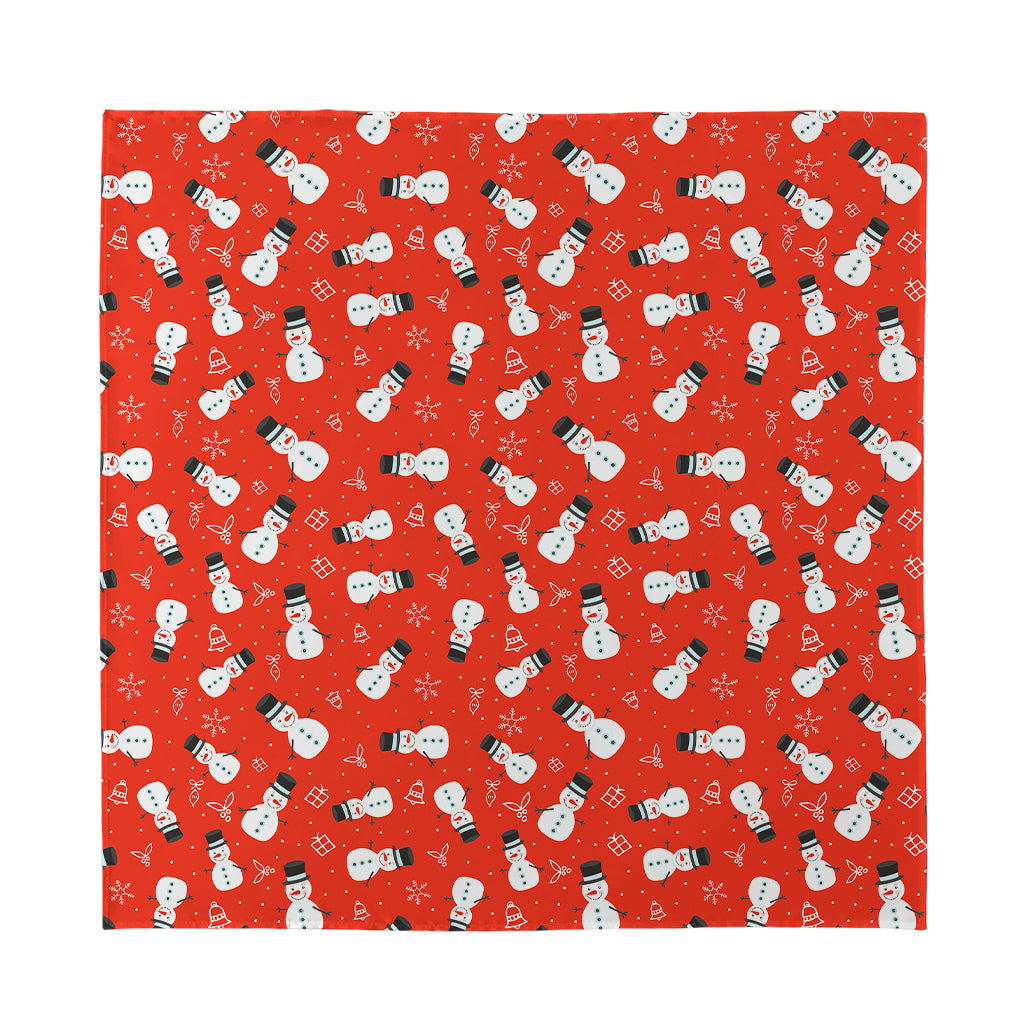 Christmas Snowman Pattern Print Silk Bandana