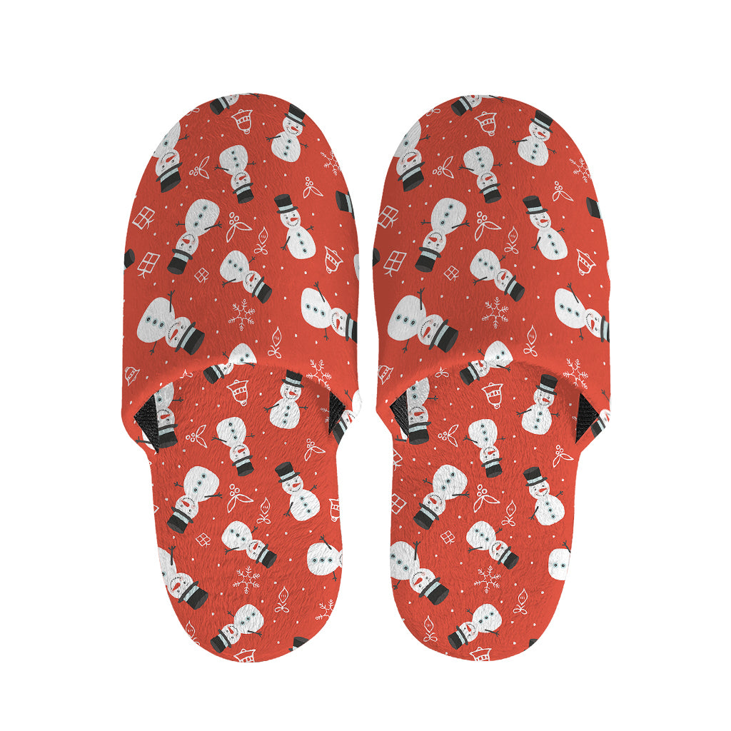 Christmas Snowman Pattern Print Slippers