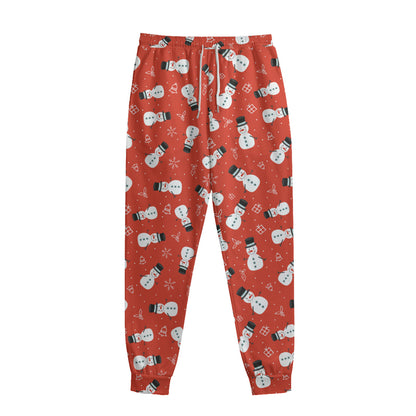 Christmas Snowman Pattern Print Sweatpants