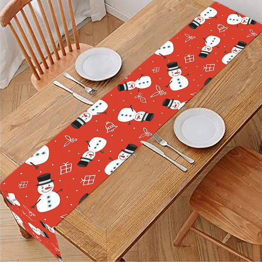 Christmas Snowman Pattern Print Table Runner