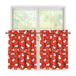 Christmas Snowman Pattern Print Tier Curtains