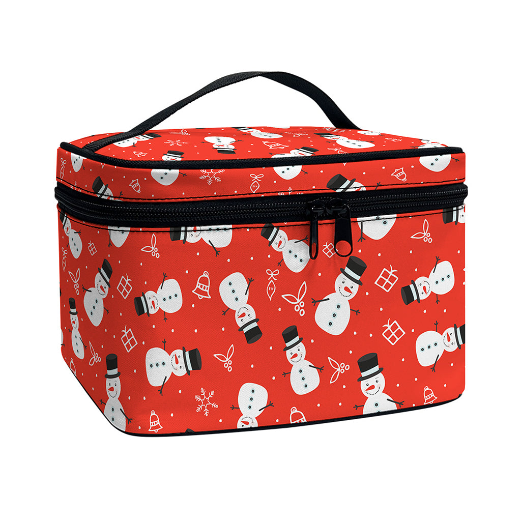 Christmas Snowman Pattern Print Travel Makeup Bag