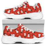 Christmas Snowman Pattern Print White Chunky Shoes