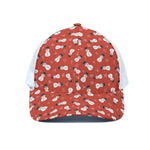 Christmas Snowman Pattern Print White Mesh Trucker Cap