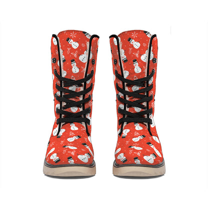 Christmas Snowman Pattern Print Winter Boots