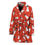 Christmas Snowman Pattern Print Women's Bathrobe