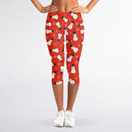Christmas Snowman Pattern Print Women's Capri Leggings