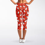 Christmas Snowman Pattern Print Women's Capri Leggings