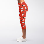 Christmas Snowman Pattern Print Women's Capri Leggings