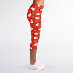Christmas Snowman Pattern Print Women's Capri Leggings