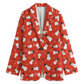 Christmas Snowman Pattern Print Women's Cotton Blazer