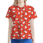 Christmas Snowman Pattern Print Women's Polo Shirt