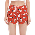 Christmas Snowman Pattern Print Women's Split Running Shorts