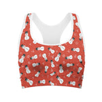 Christmas Snowman Pattern Print Women's Sports Bra