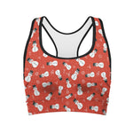 Christmas Snowman Pattern Print Women's Sports Bra