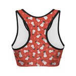 Christmas Snowman Pattern Print Women's Sports Bra
