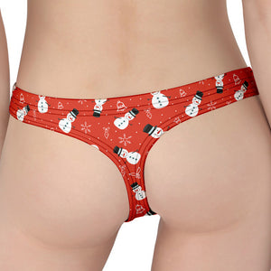 Christmas Snowman Pattern Print Women's Thong