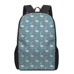 Christmas Snowy Flamingo Pattern Print 17 Inch Backpack