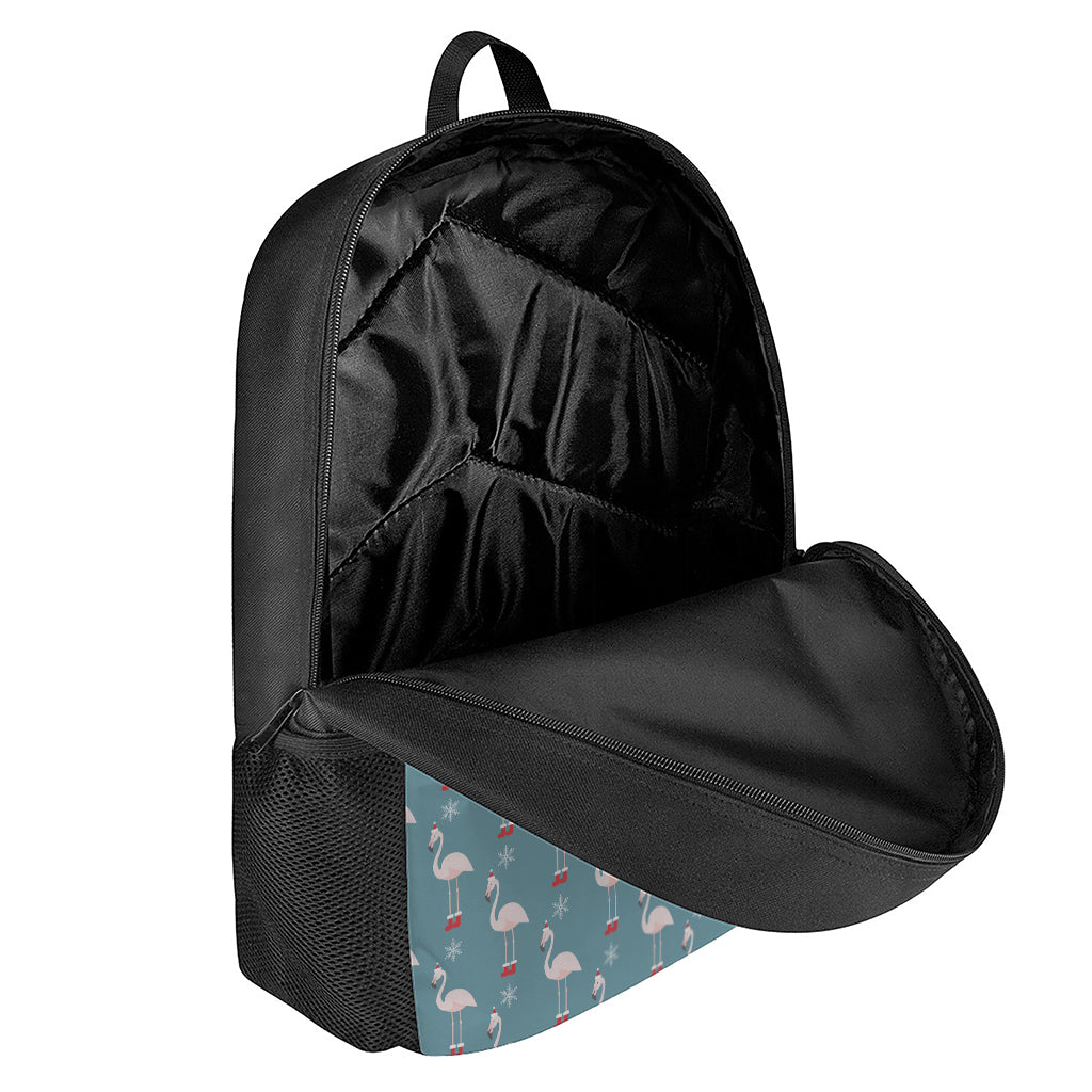 Christmas Snowy Flamingo Pattern Print 17 Inch Backpack