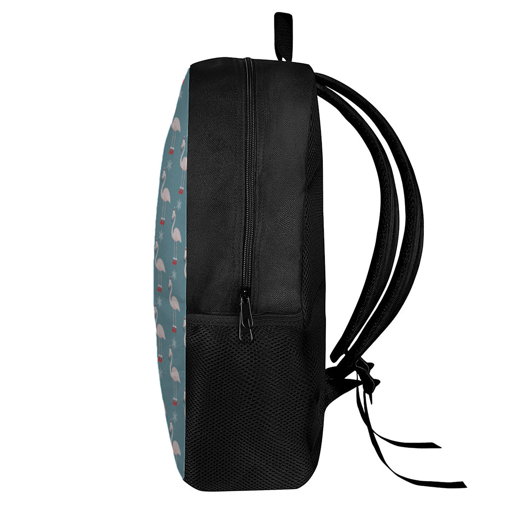 Christmas Snowy Flamingo Pattern Print 17 Inch Backpack