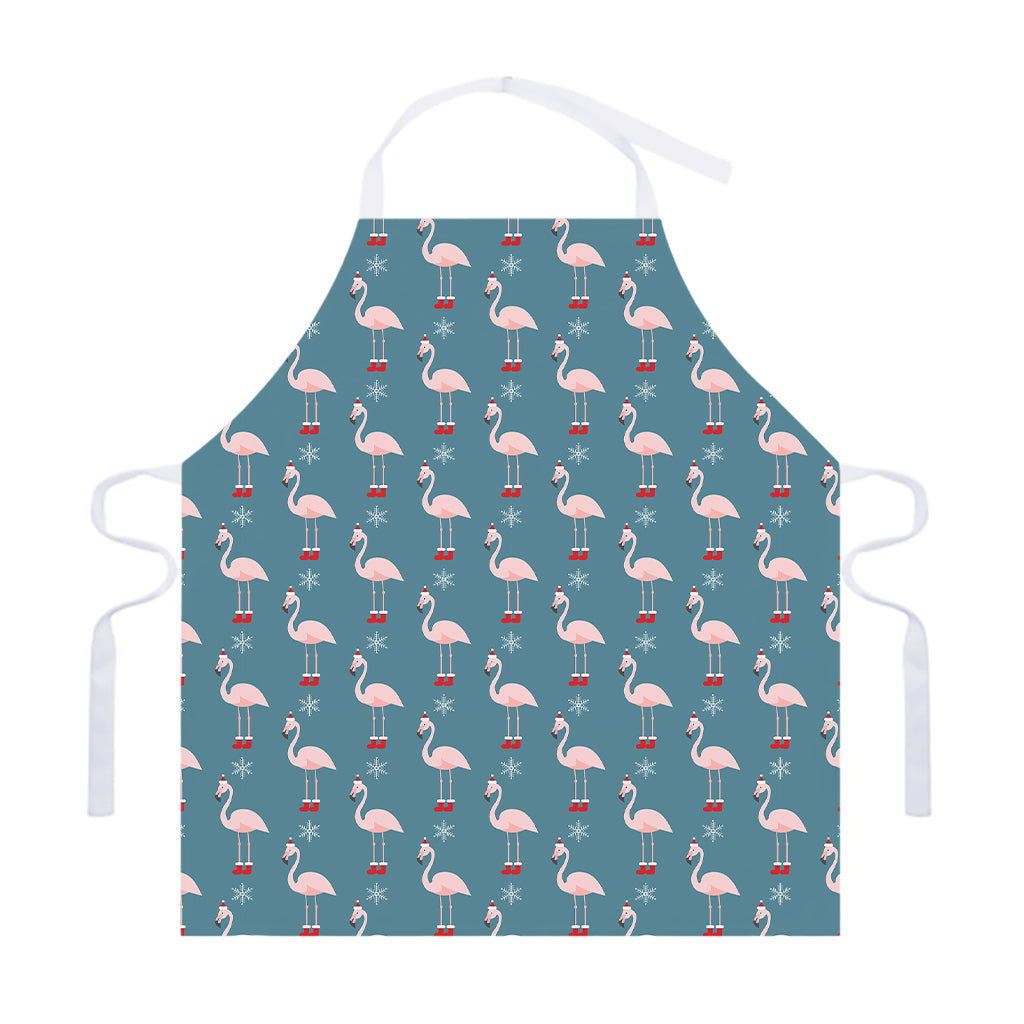 Christmas Snowy Flamingo Pattern Print Adjustable Apron