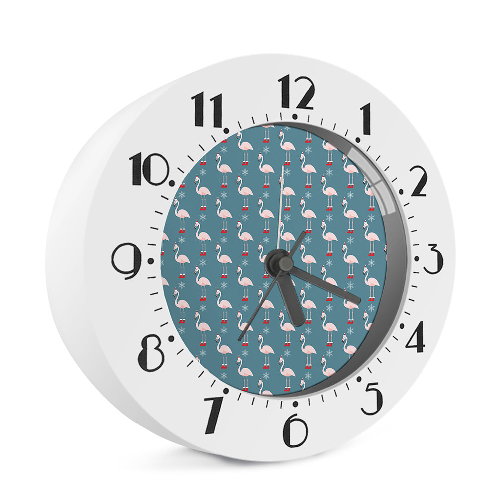 Christmas Snowy Flamingo Pattern Print Alarm Clock