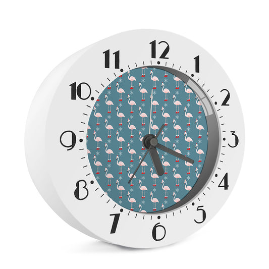 Christmas Snowy Flamingo Pattern Print Alarm Clock