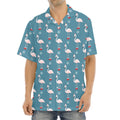 Christmas Snowy Flamingo Pattern Print Aloha Shirt