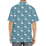 Christmas Snowy Flamingo Pattern Print Aloha Shirt