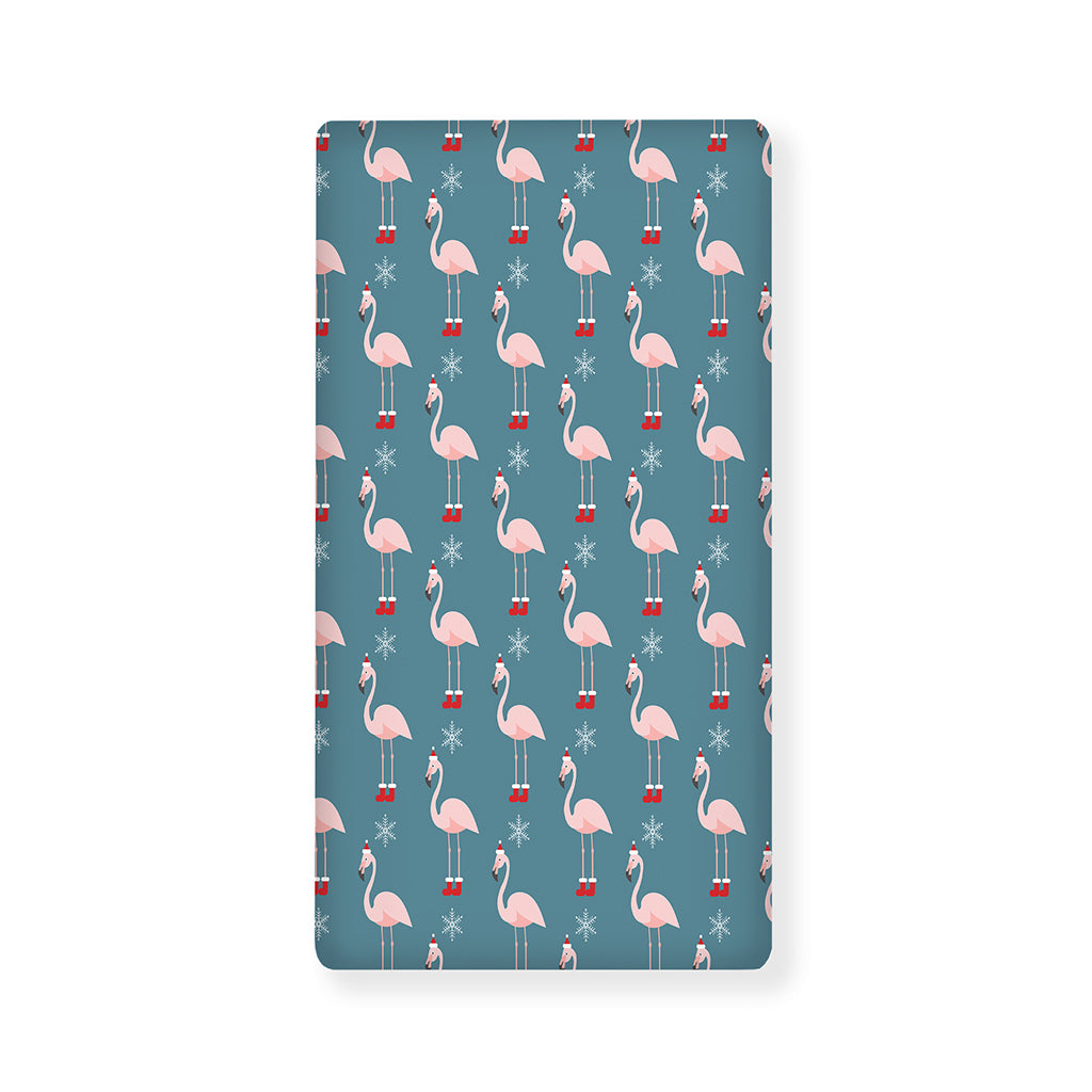 Christmas Snowy Flamingo Pattern Print Baby Crib Sheet