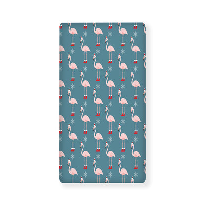 Christmas Snowy Flamingo Pattern Print Baby Crib Sheet