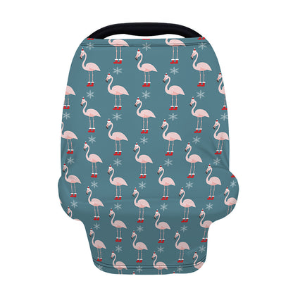 Christmas Snowy Flamingo Pattern Print Baby Seat Cover