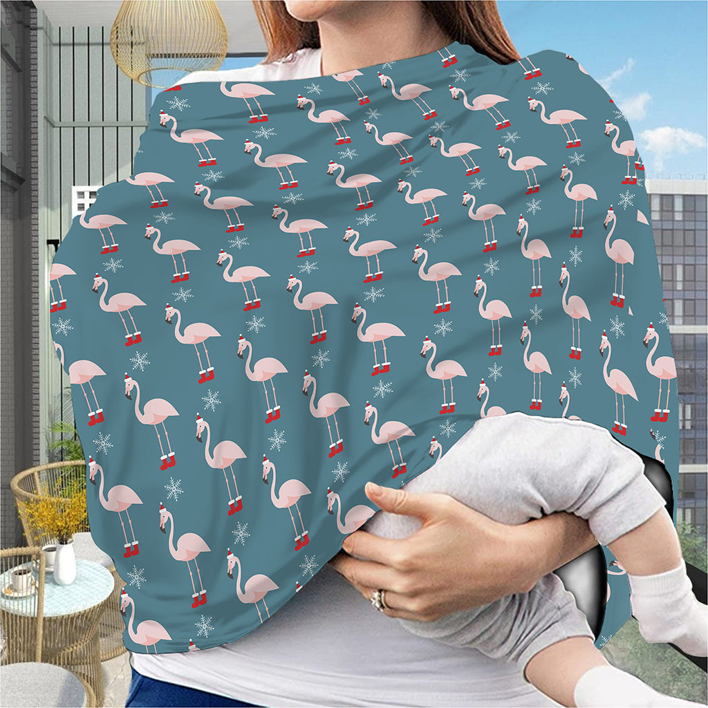 Christmas Snowy Flamingo Pattern Print Baby Seat Cover