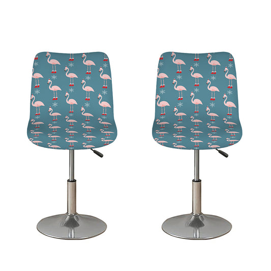 Christmas Snowy Flamingo Pattern Print Bar Stool Covers