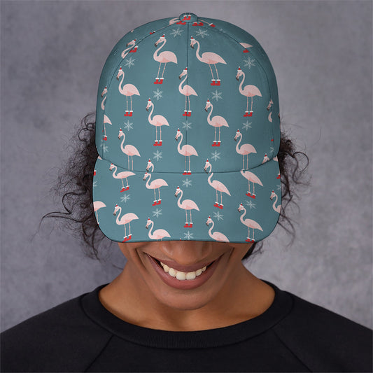 Christmas Snowy Flamingo Pattern Print Baseball Cap